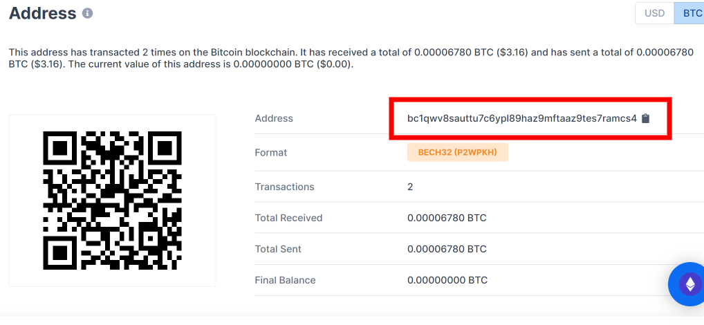 Example of Bitcoin address