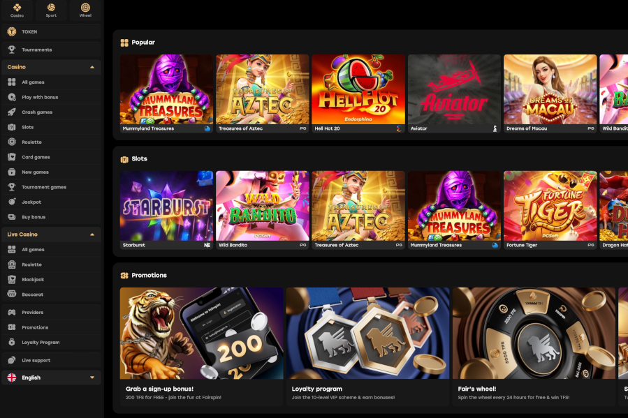 Fairspin best Solana gambling website homepage.