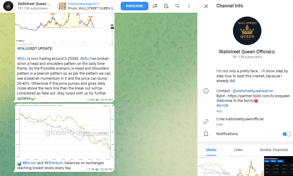 Telegram channel of Wallstreet Queen Official