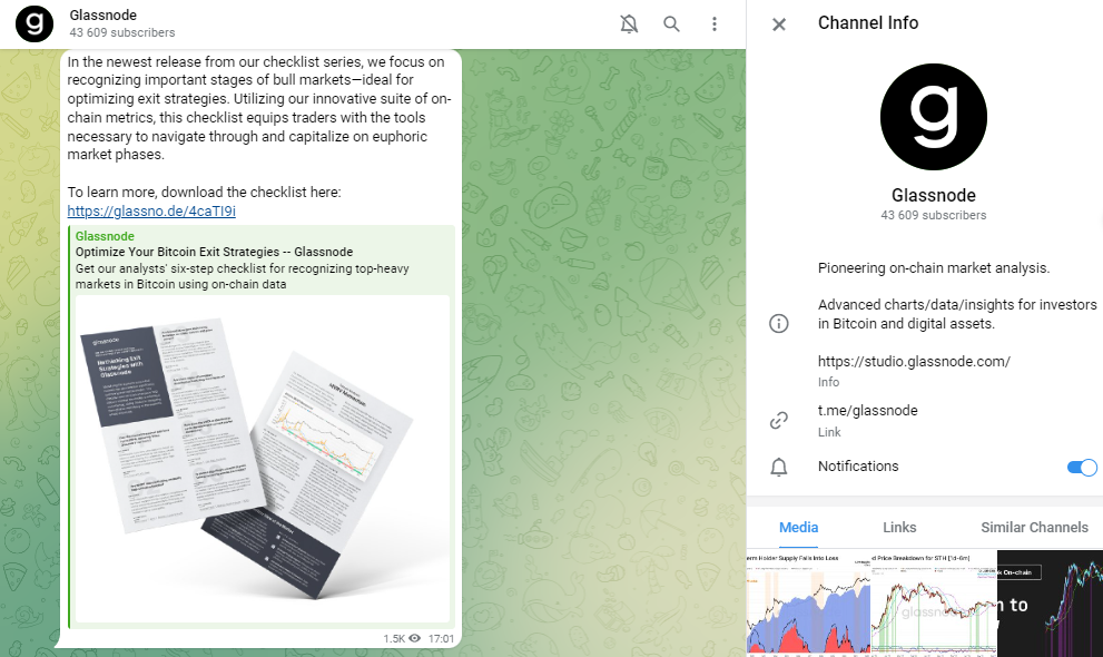 Telegram Channel of Glassnode