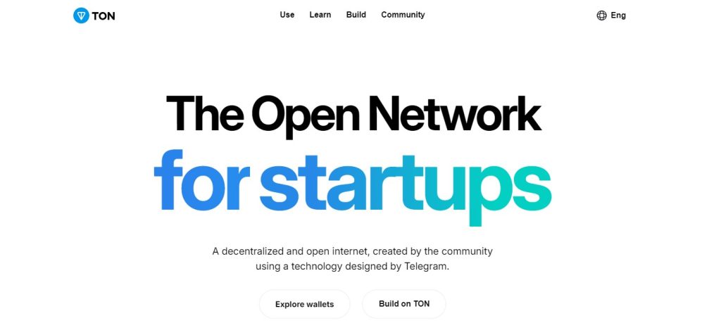 TON is the native cryptocurrency of the decentralized layer-1 blockchain, The Open Network. The image shows the homepage of their website. It is arguably the best cryptocurrency to buy now.